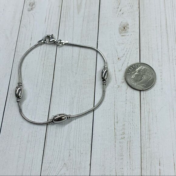 Sterling Silver Bead Station Bracelet - Picture 1 of 3